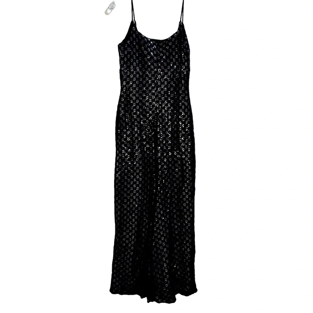 Jessica McClintock long formal dress black and silver size 8 - Picture 4 of 7